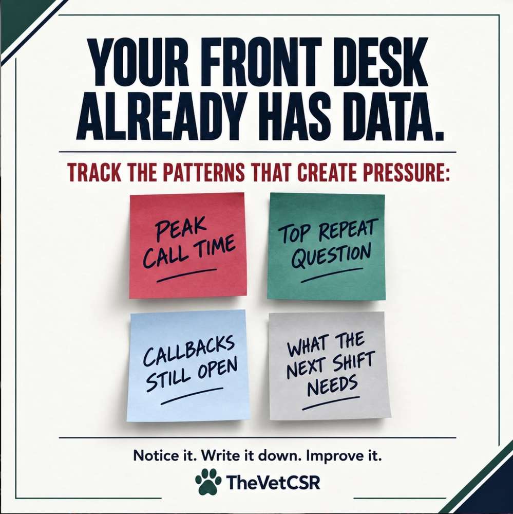 A TheVetCSR front desk poster
